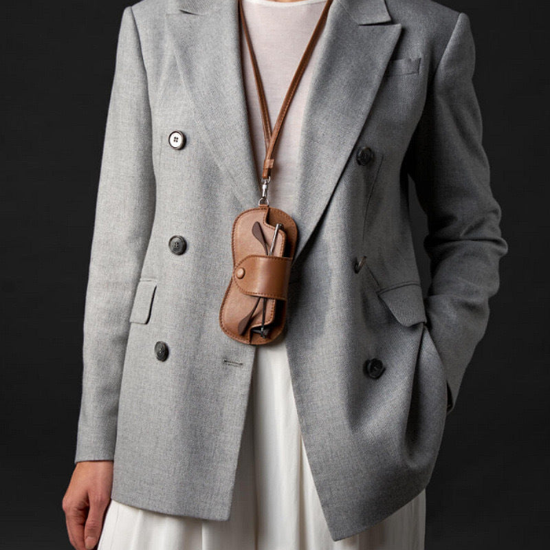 Stylish Korean-Inspired Soft Eyeglass Case with Blue Strap Anti-Pressure Protection