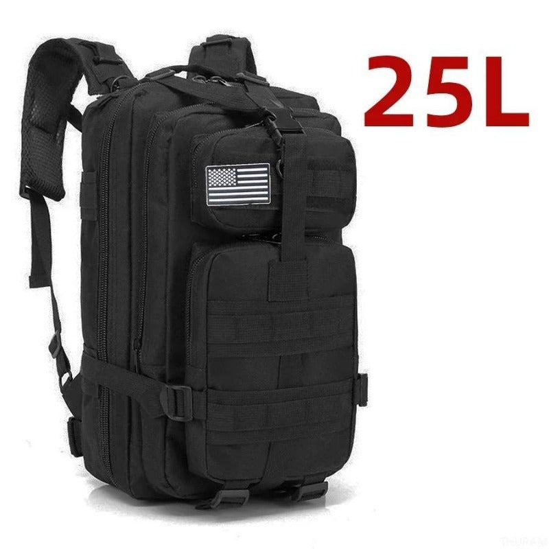Waterproof Camo Tactical Backpack 25L/50L Nylon with American Flag Patch for Camping Hiking Fishing