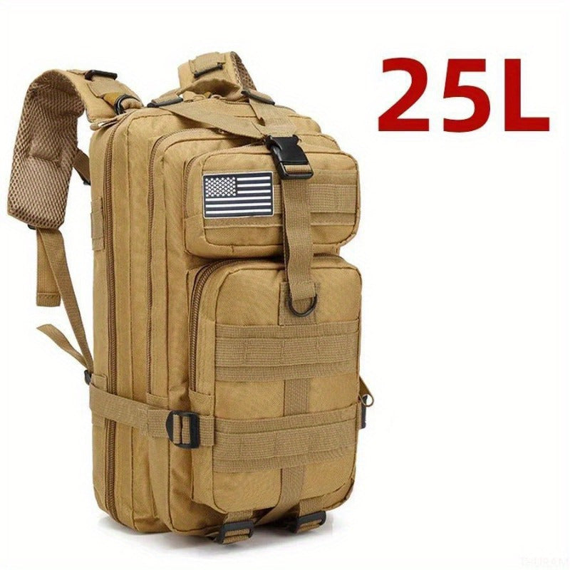 Waterproof Camo Tactical Backpack 25L/50L Nylon with American Flag Patch for Camping Hiking Fishing