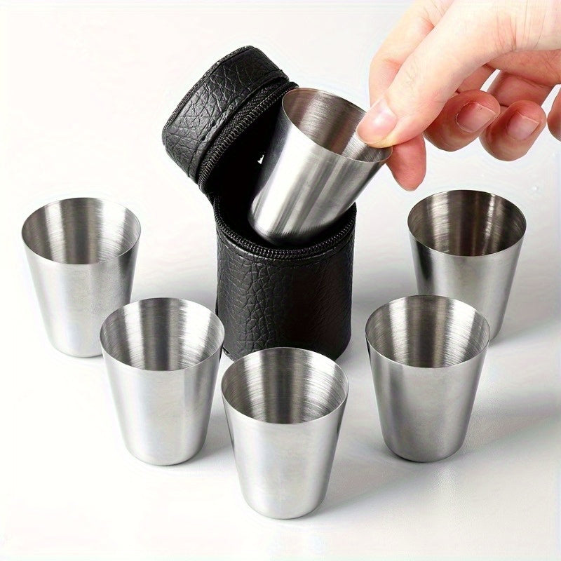 Set of 5 Stainless Steel Reusable Cups for Outdoor Activities and Whiskey Shots