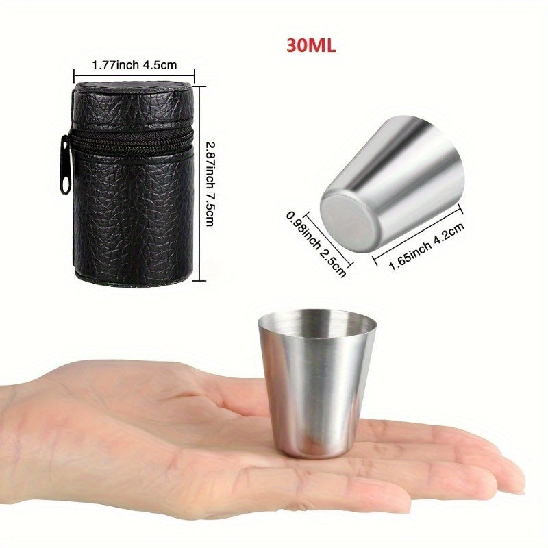 Set of 5 Stainless Steel Reusable Cups for Outdoor Activities and Whiskey Shots