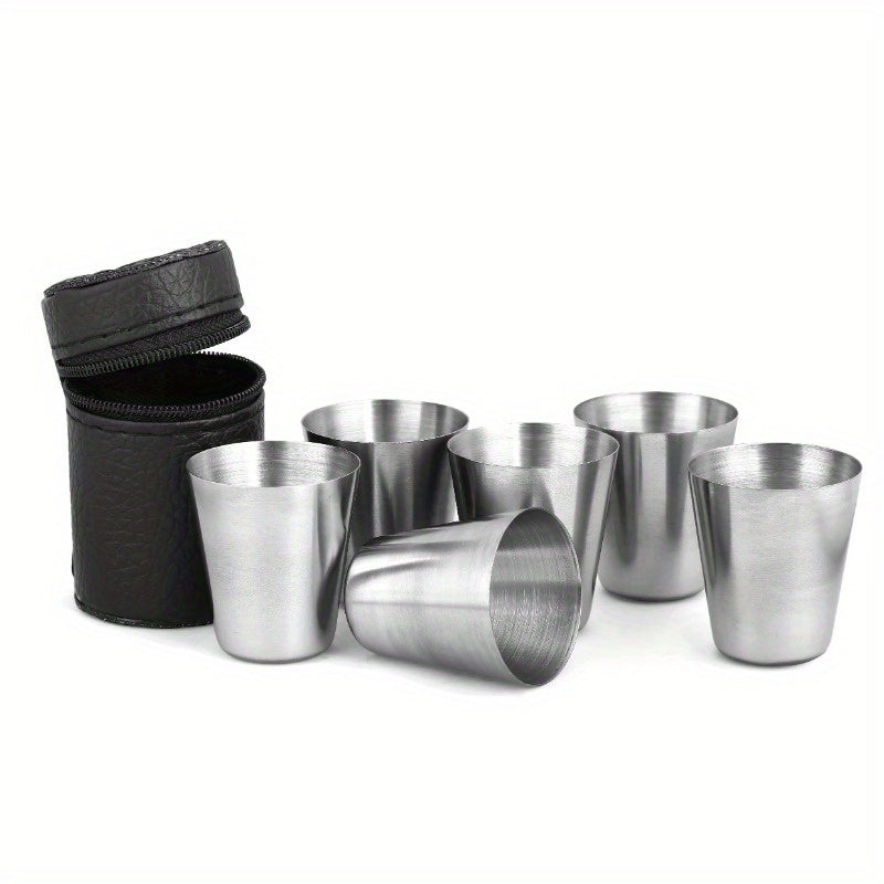 Set of 5 Stainless Steel Reusable Cups for Outdoor Activities and Whiskey Shots