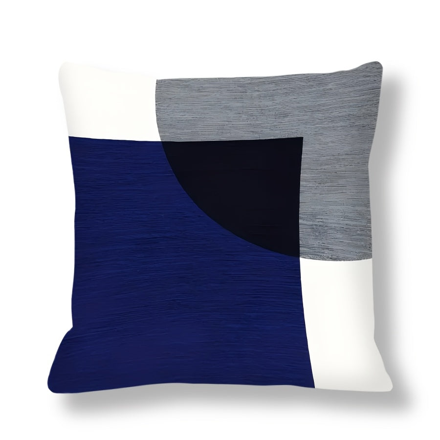 Navy Blue White Geometric Throw Pillow Cover 44cm Square Modern Boho Decor