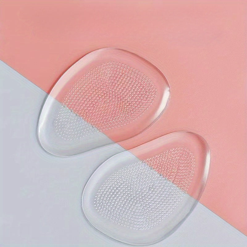 Ayollar uchun yuqori poshnali poyabzalga mo'ljallangan silikon jel old oyoq tagliklari - sirpanmaydigan, qulay, shaffof oyoq yostiqlari, sirpanishga qarshi yuzasi va barqarorlik xususiyatlari bilan.