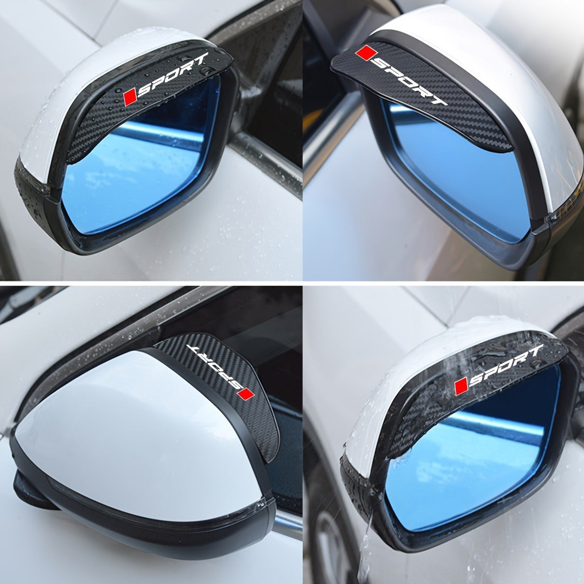 2 шт. Зеркало заднего вида автомобиля, дождевой бровь, карбоновое волокно, солнцезащитный козырек, снегозащитный экран