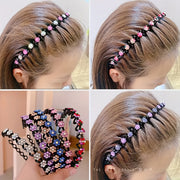 Set of 4 Women's Rhinestone Flower Headbands Elegant Non-Slip Hair Accessories