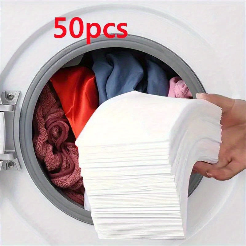 50 Laundry Tablet Sheets for Anti-Staining and Color Absorption in Public Laundry