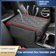 Car Armrest Cover Leather-Style Quilted Storage Pad for Cars