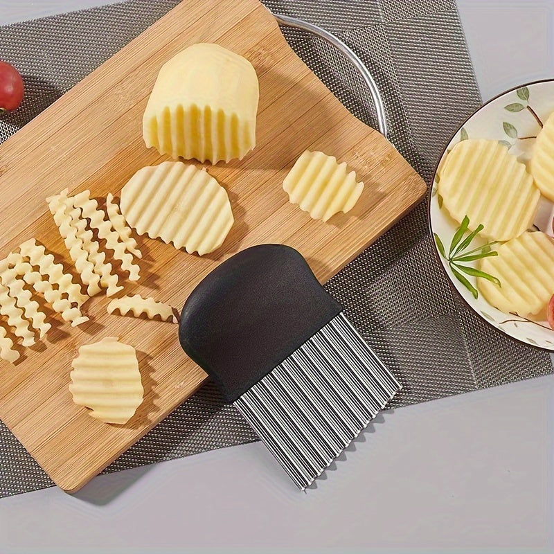 Cuchillo cortador ondulado de acero inoxidable para frutas, verduras y papas fritas