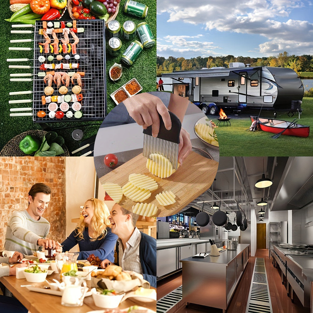 Stainless Steel Wavy Slicer Knife for Fruits Vegetables French Fries