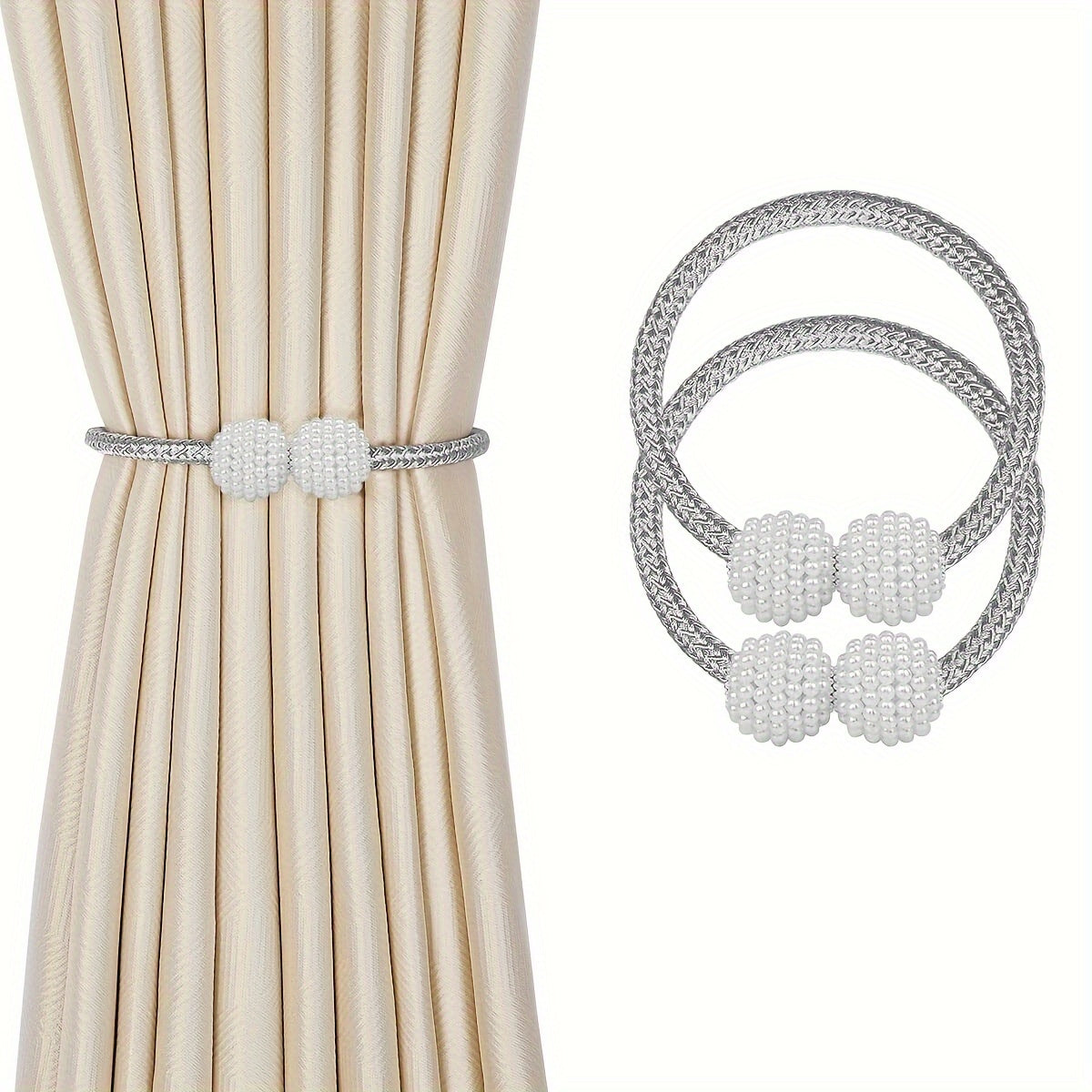 Set of Two Modern Polyester Rope Window Curtain Tiebacks for Home and Office