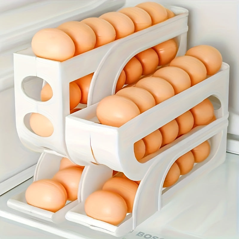 Automatic Egg Dispenser Plastic Tray Space-Saving Refrigerator Storage