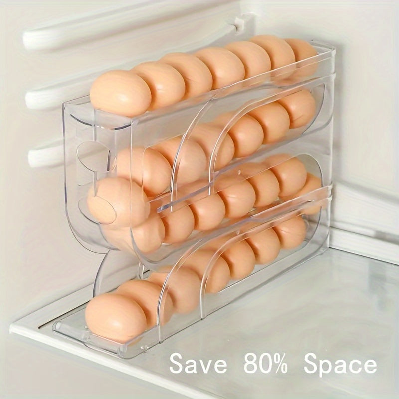 Automatic Egg Dispenser Plastic Tray Space-Saving Refrigerator Storage