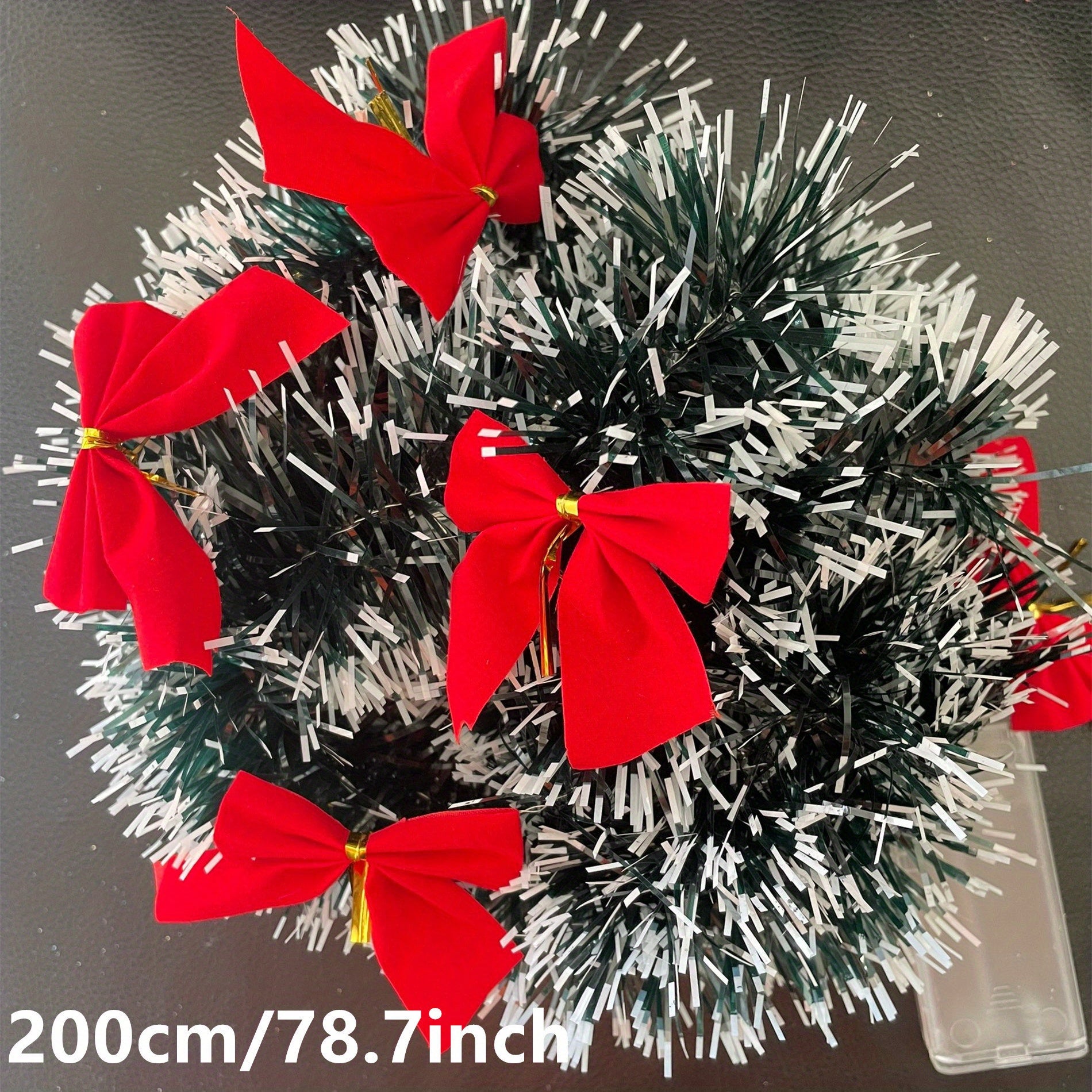 30 LED Christmas Tinsel Garland Set Battery Powered for Fireplace Mantel and Staircase