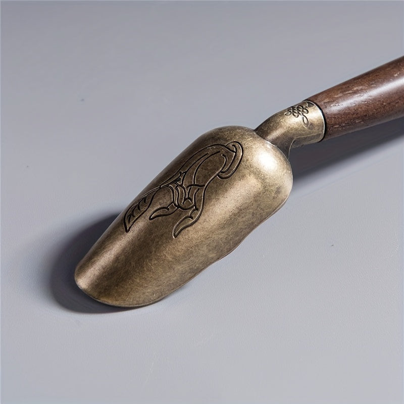 Kung Fu choy va qahva aralashtirish uchun qora sandal yog'i alloy choy qoshiq