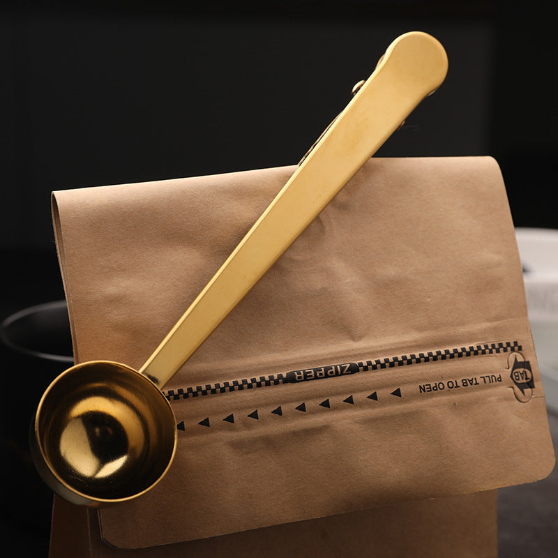 Stainless Steel Coffee Scoop and Bag Clip Set with Seal Clamp and Measuring Spoon