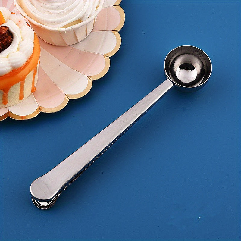 Stainless Steel Coffee Scoop and Bag Clip Set with Seal Clamp and Measuring Spoon