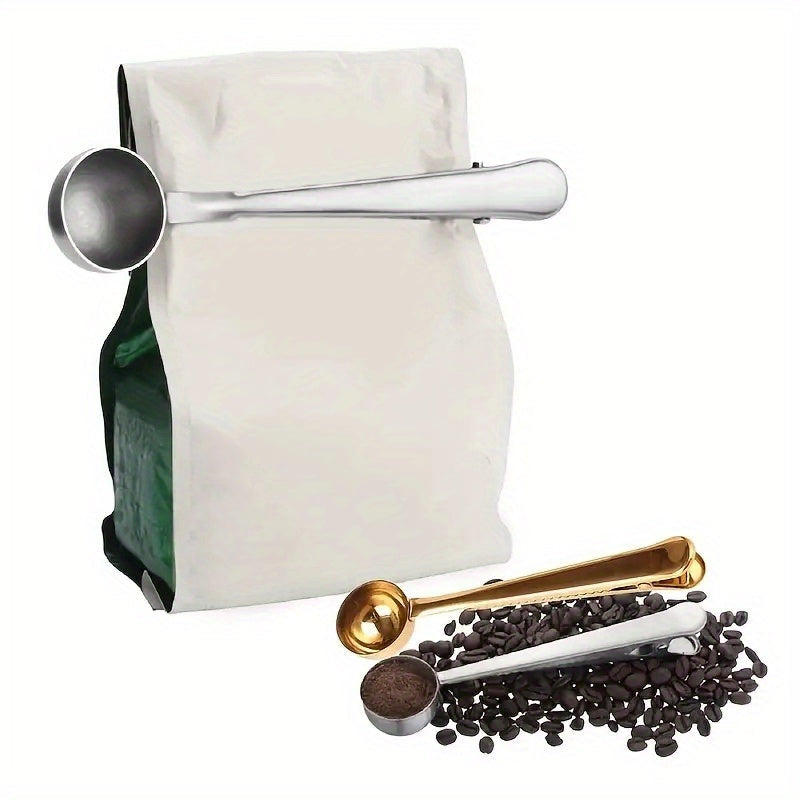 Stainless Steel Coffee Scoop and Bag Clip Set with Seal Clamp and Measuring Spoon