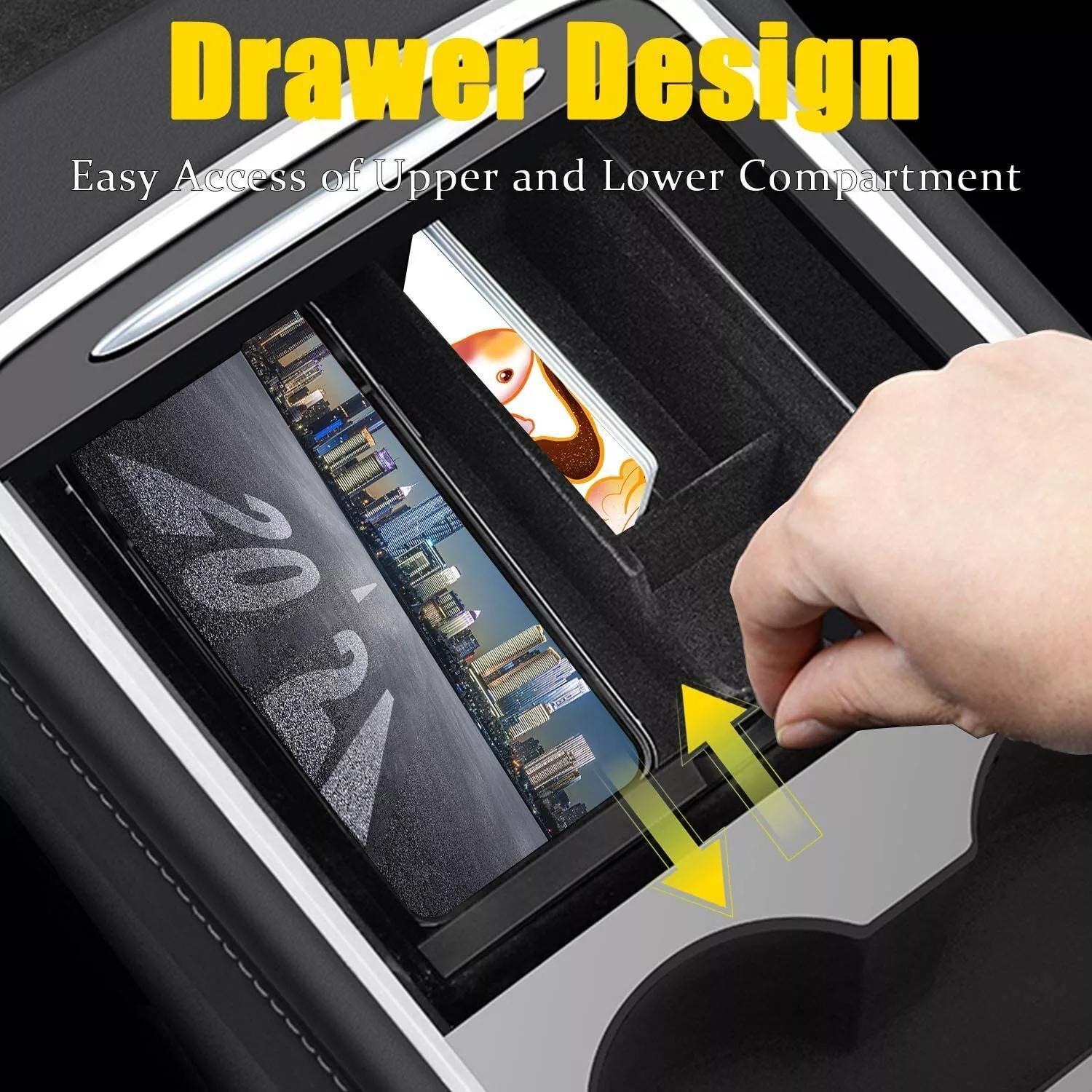 Car Interior Center Console Organizer Tray Storage Box for Tesla Model 3 and Y