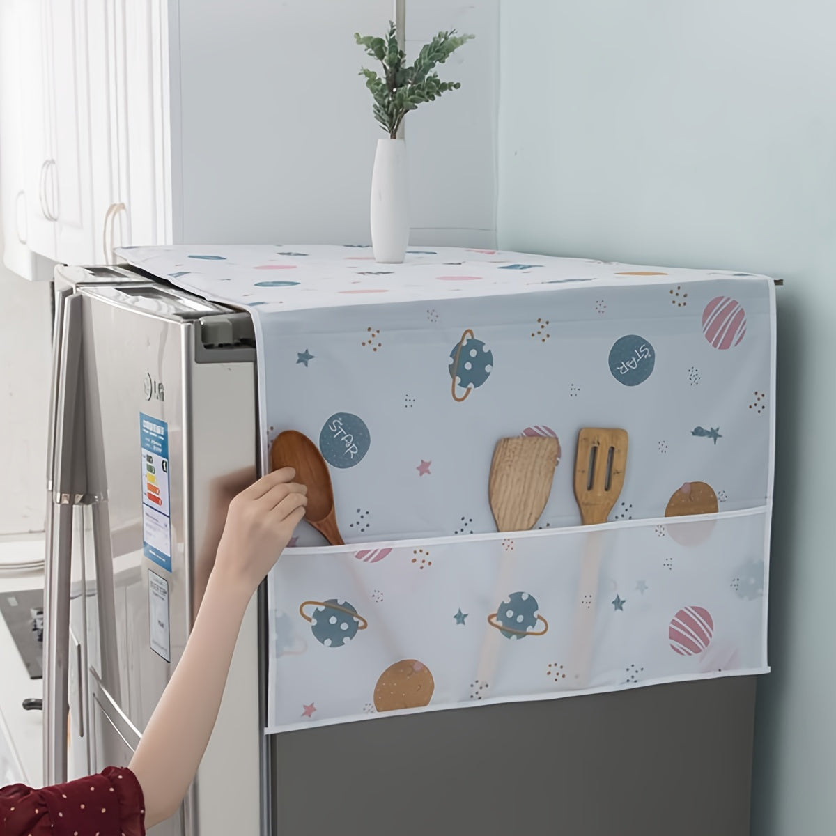 Водонепроницаемый чехол для холодильника из PVC, пылезащитный PEVA, верхний защитный чехол с карманами для хранения
