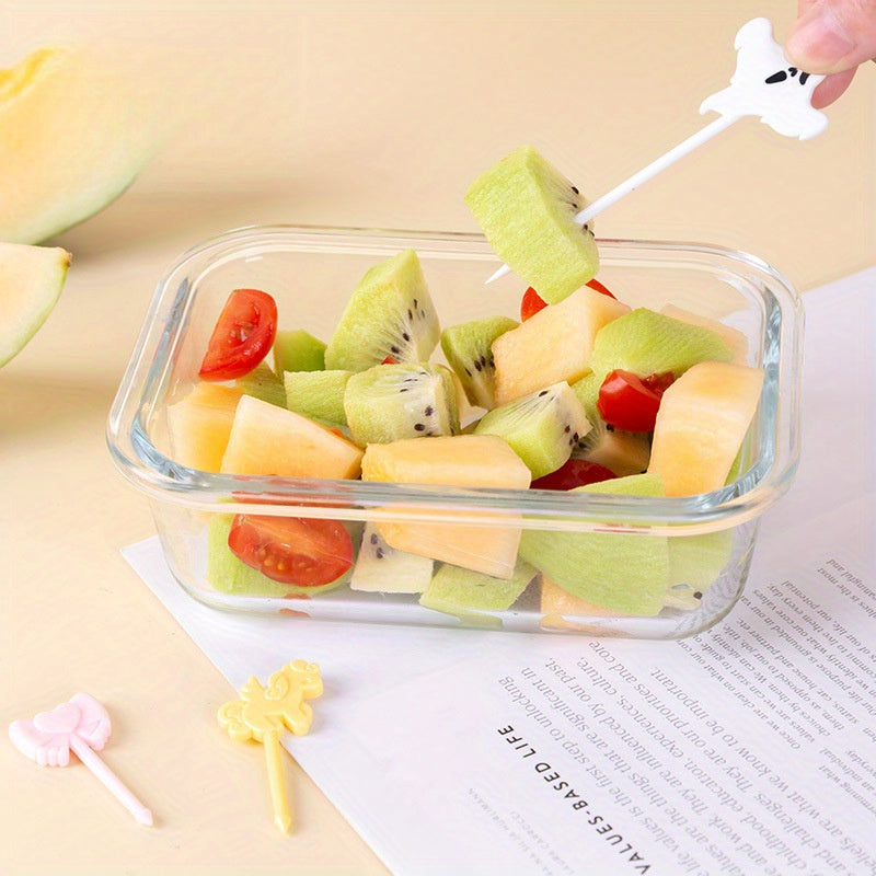 Bolalar uchun mini plastmassa tushlik qutisi bezak kartochkalari, multfilm hayvonlari, mevalar, Xellouin, yo'l harakati belgilar