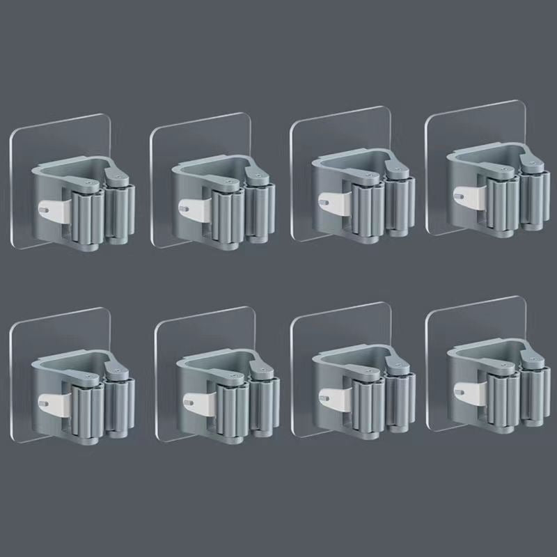 8 ta Shaffof Mop va Mopsiz Tutqichlar To'plami - Teshik ochmasdan, Devorga o'rnatiladigan Saqlash Yechimi Uy Tozalash Zaruratlari Uchun