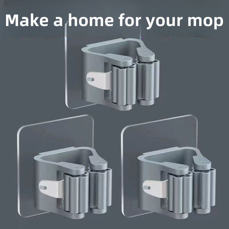 8 ta Shaffof Mop va Mopsiz Tutqichlar To'plami - Teshik ochmasdan, Devorga o'rnatiladigan Saqlash Yechimi Uy Tozalash Zaruratlari Uchun