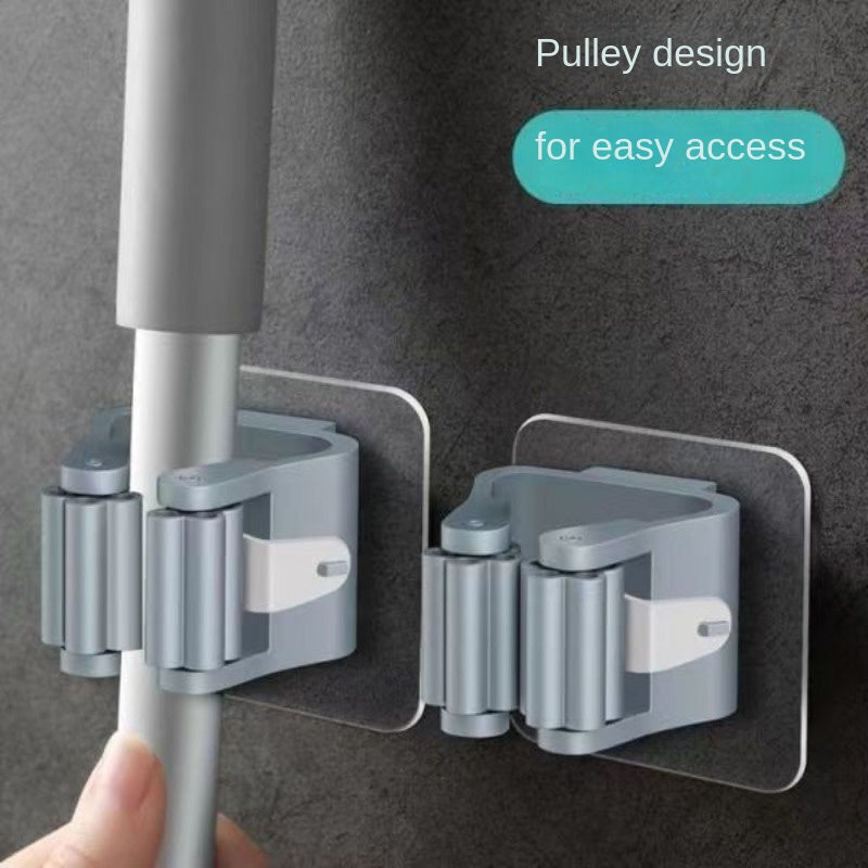 8 ta Shaffof Mop va Mopsiz Tutqichlar To'plami - Teshik ochmasdan, Devorga o'rnatiladigan Saqlash Yechimi Uy Tozalash Zaruratlari Uchun