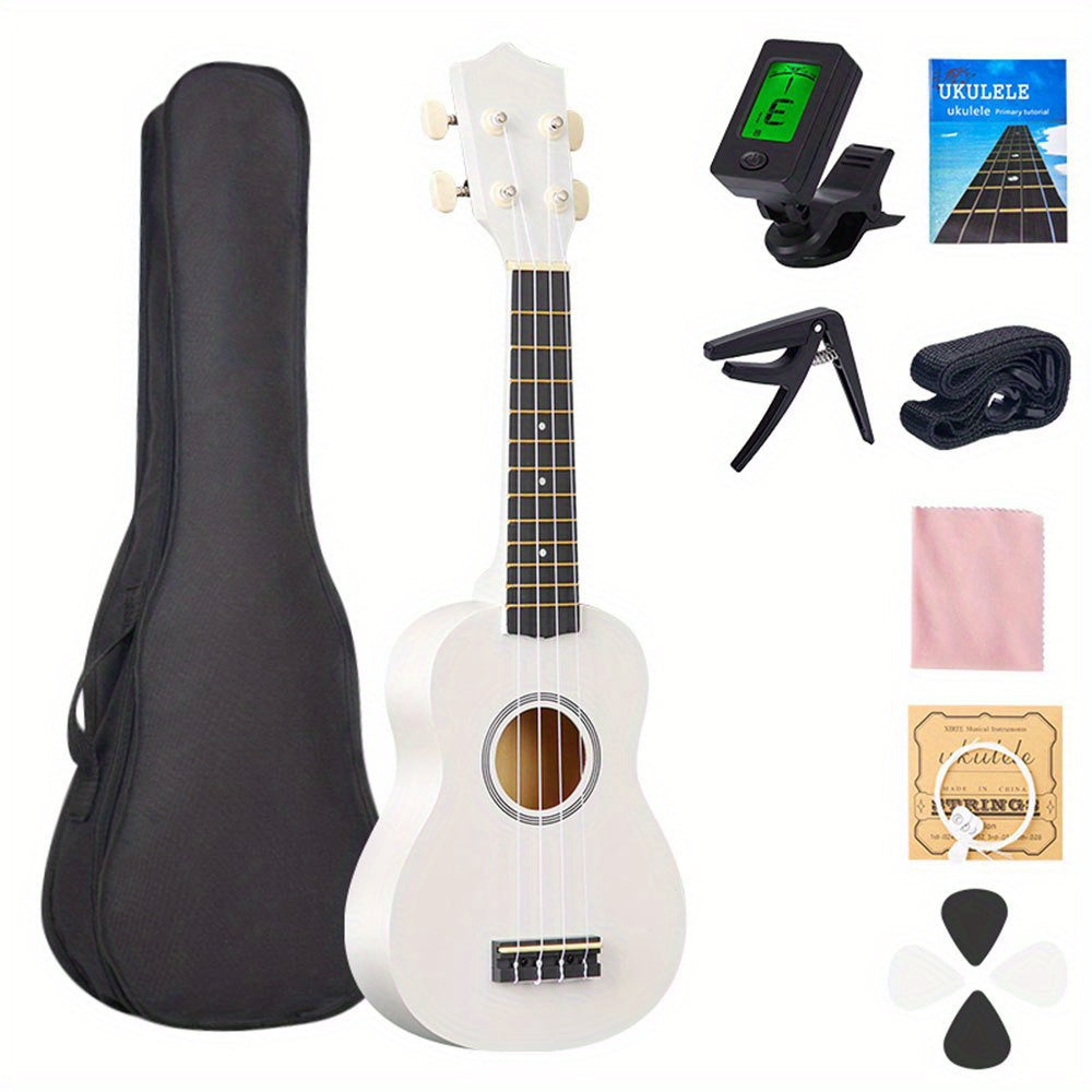 Hawaiian Ukulele Starter Kit 21 Inch with Soft Nylon Strings and Accessories for Adults
