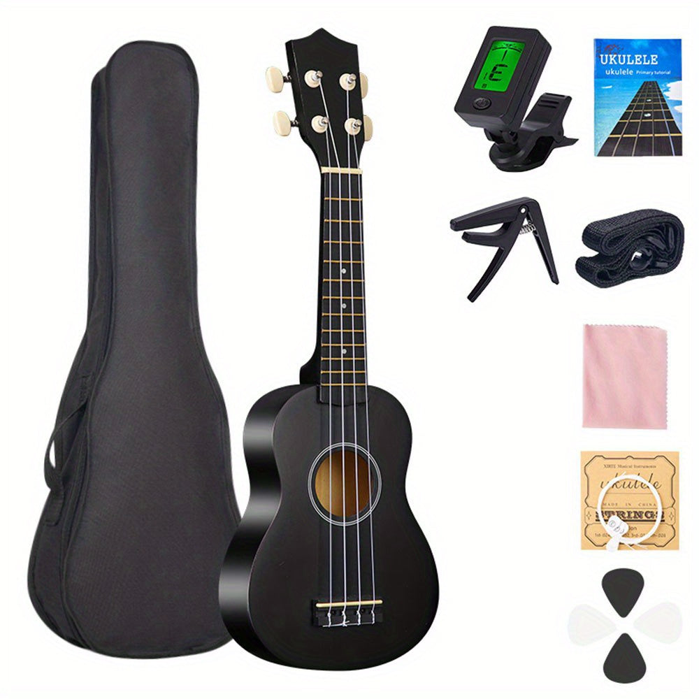Hawaiian Ukulele Starter Kit 21 Inch with Soft Nylon Strings and Accessories for Adults