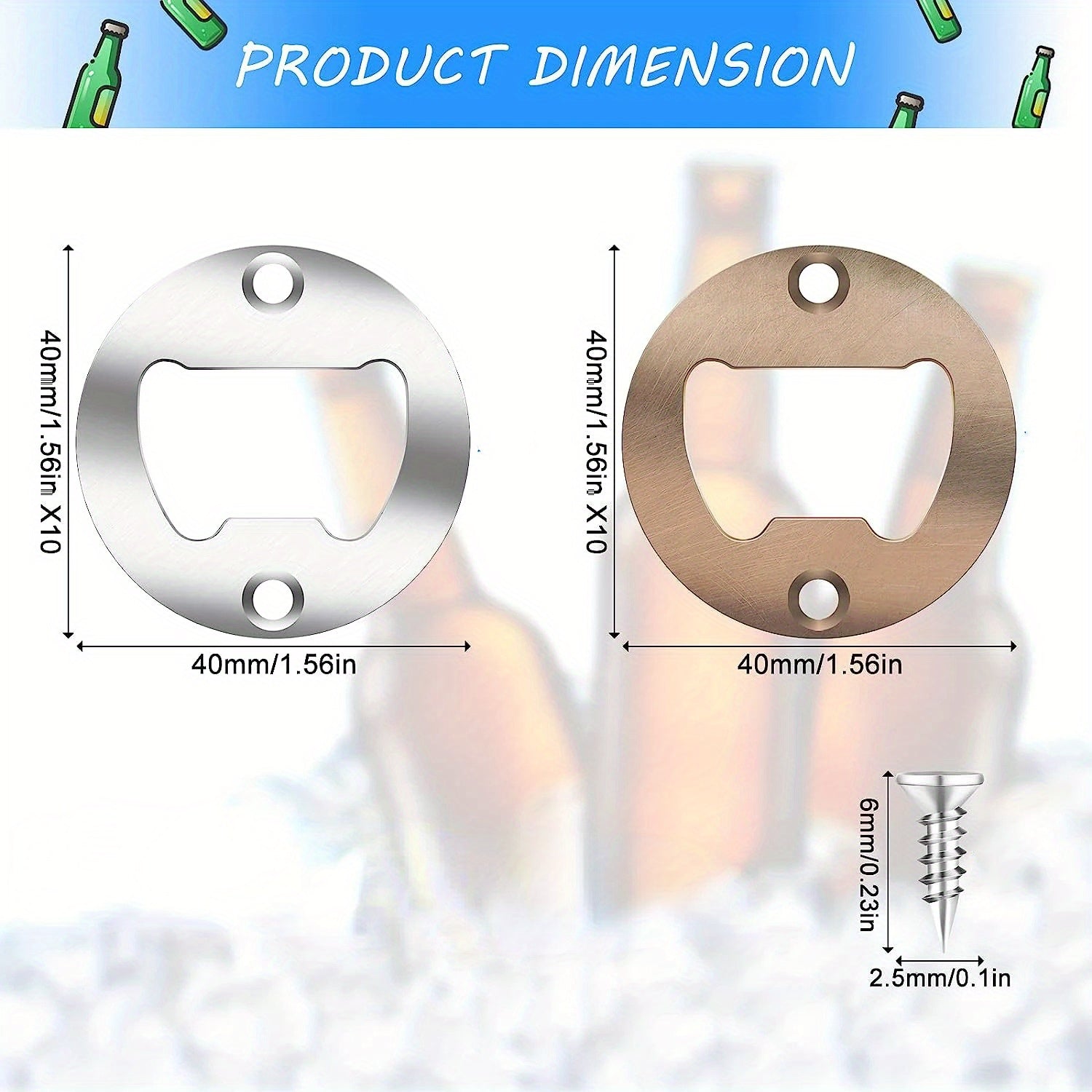 DIY Bottle Opener Insert Kits Set of 25 Stainless Steel Hardware for Homebrewing