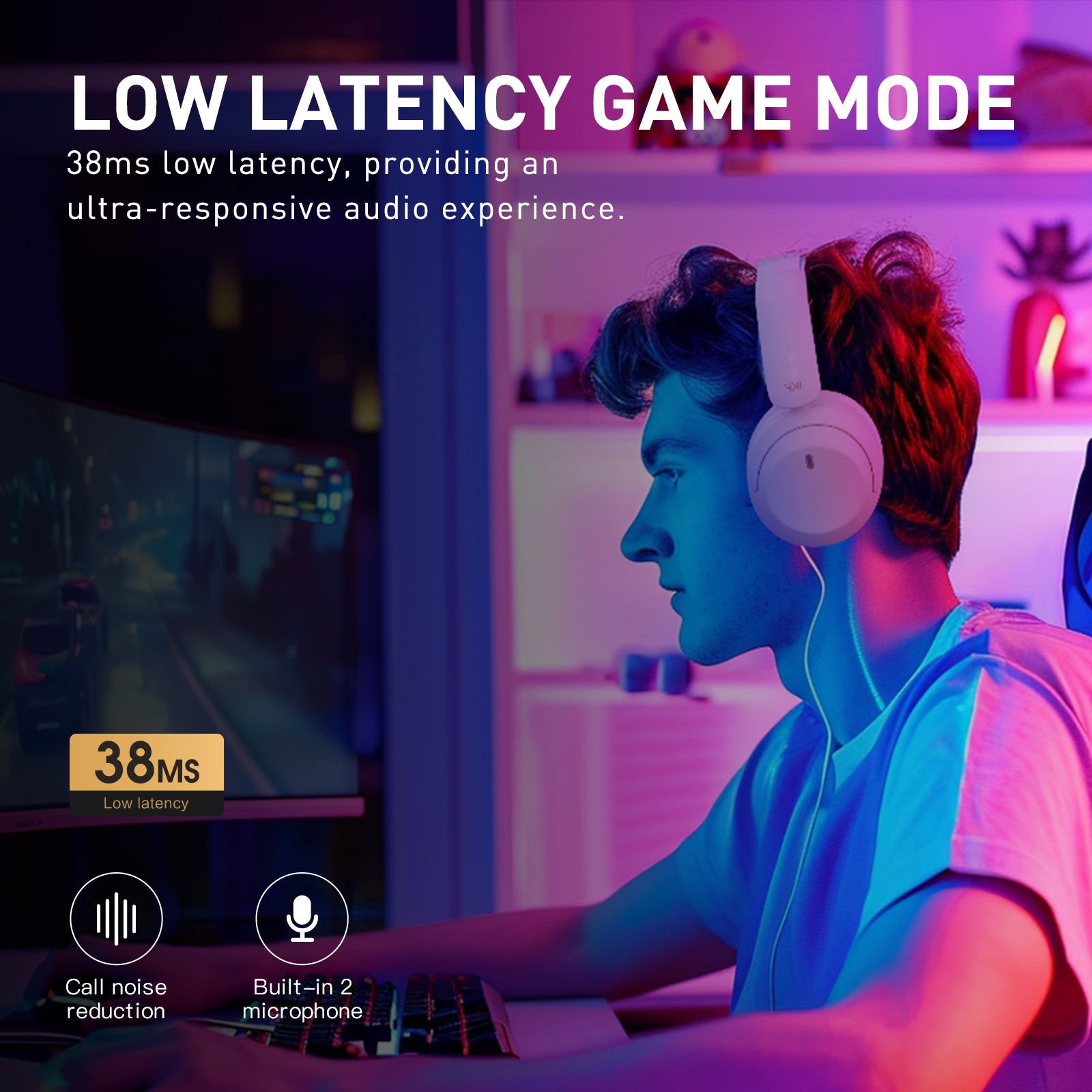 iKF-T3 simsiz quloqchinlar faol shovqinni bekor qilish, suv o'tkazmaydigan dizayn, ilova orqali boshqarish va kattalar uchun uzoq muddatli batareyaga ega.