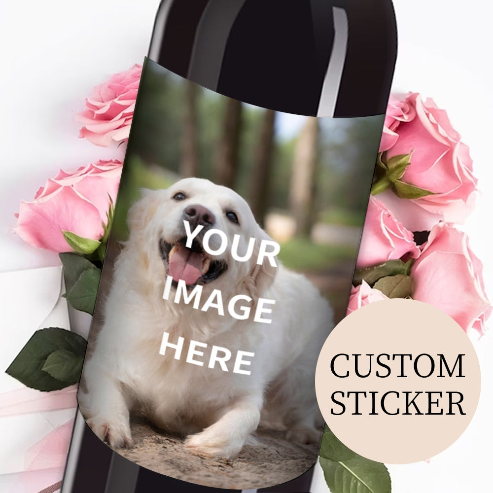 Personalized Waterproof Vinyl Stickers for Wine Bottles with Custom Pet Photos 8pcs Sun-Resistant Gift