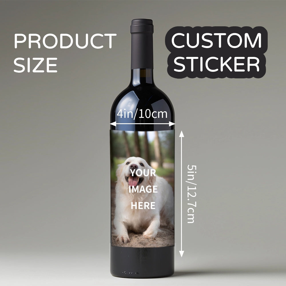Personalized Waterproof Photo Wine Bottle Labels 8 Stickers 10x12.7cm for Gifts