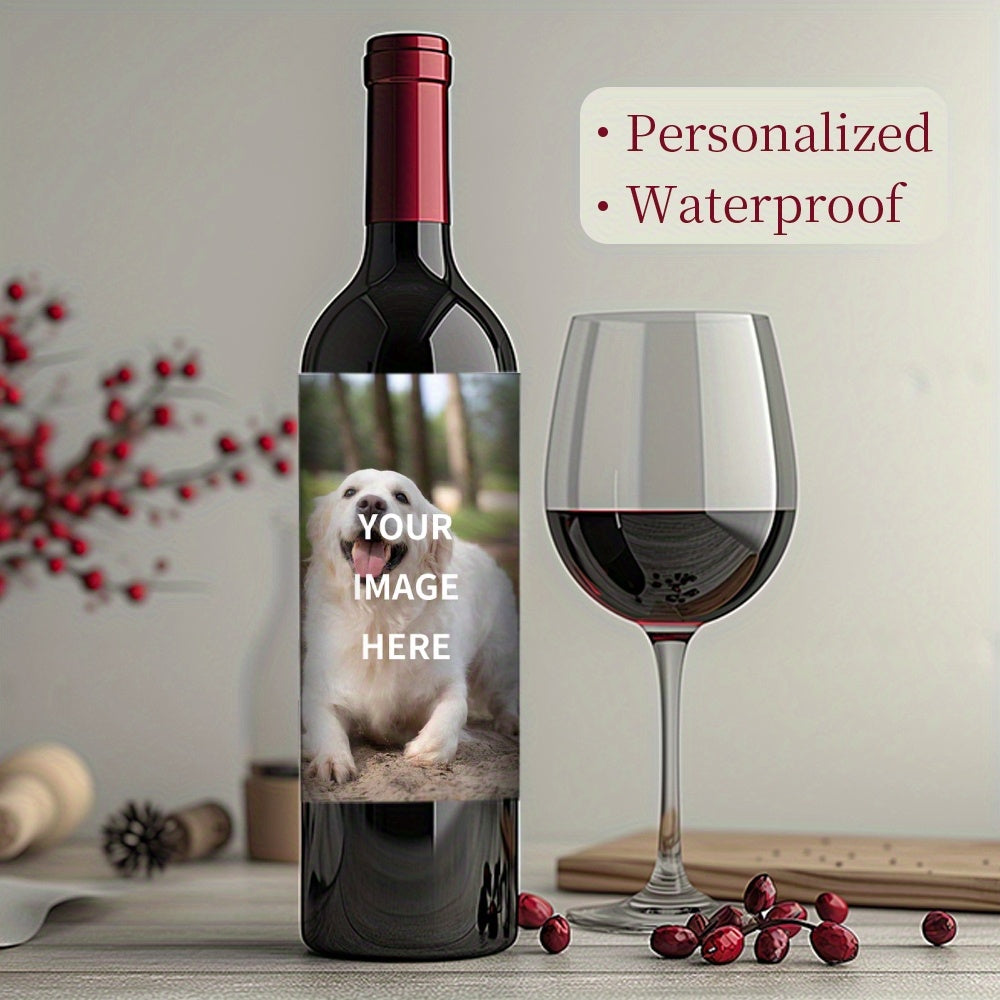 Personalized Waterproof Photo Wine Bottle Labels 8 Stickers 10x12.7cm for Gifts
