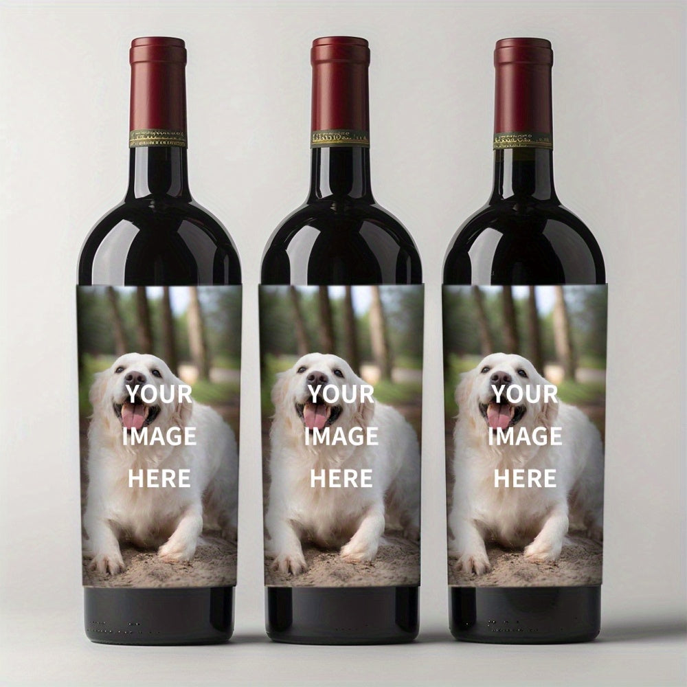 Personalized Waterproof Vinyl Stickers for Wine Bottles with Custom Pet Photos 8pcs Sun-Resistant Gift