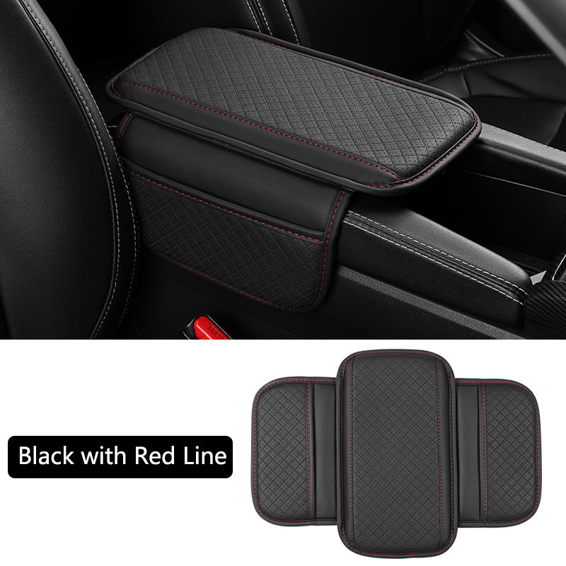 Universal PU Leather Car Armrest Cushion With Storage Pockets Organizer