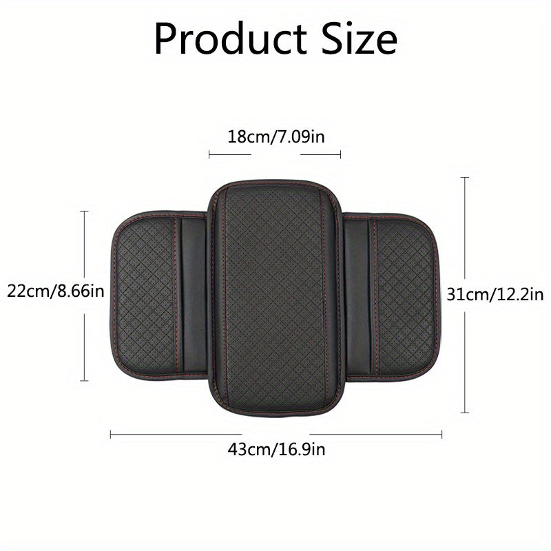 Universal PU Leather Car Armrest Cushion With Storage Pockets Organizer