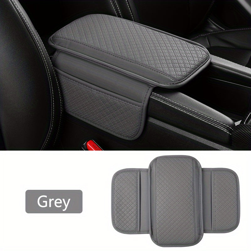 Universal PU Leather Car Armrest Cushion With Storage Pockets Organizer