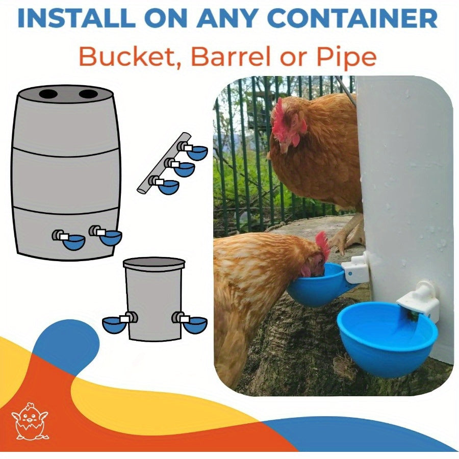 Large Blue Automatic Chicken Waterer Kit for Ducks Geese Turkeys and Rabbits Weatherproof Plastic Leak-Proof Lid