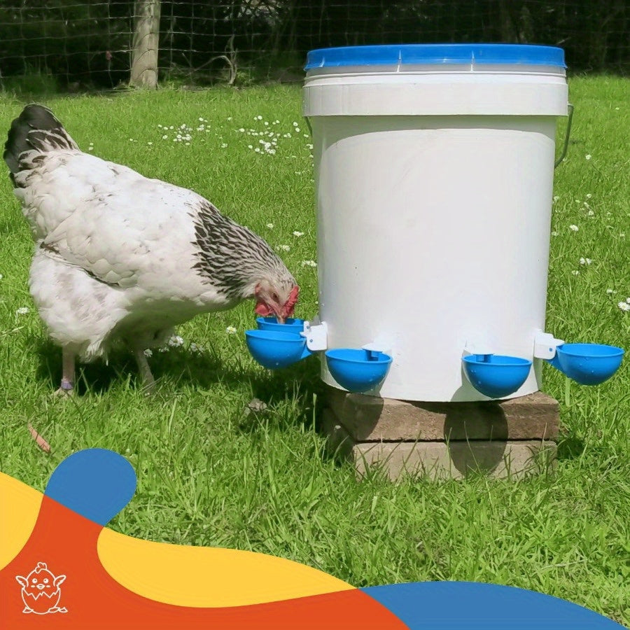 Large Blue Automatic Chicken Waterer Kit for Ducks Geese Turkeys and Rabbits Weatherproof Plastic Leak-Proof Lid