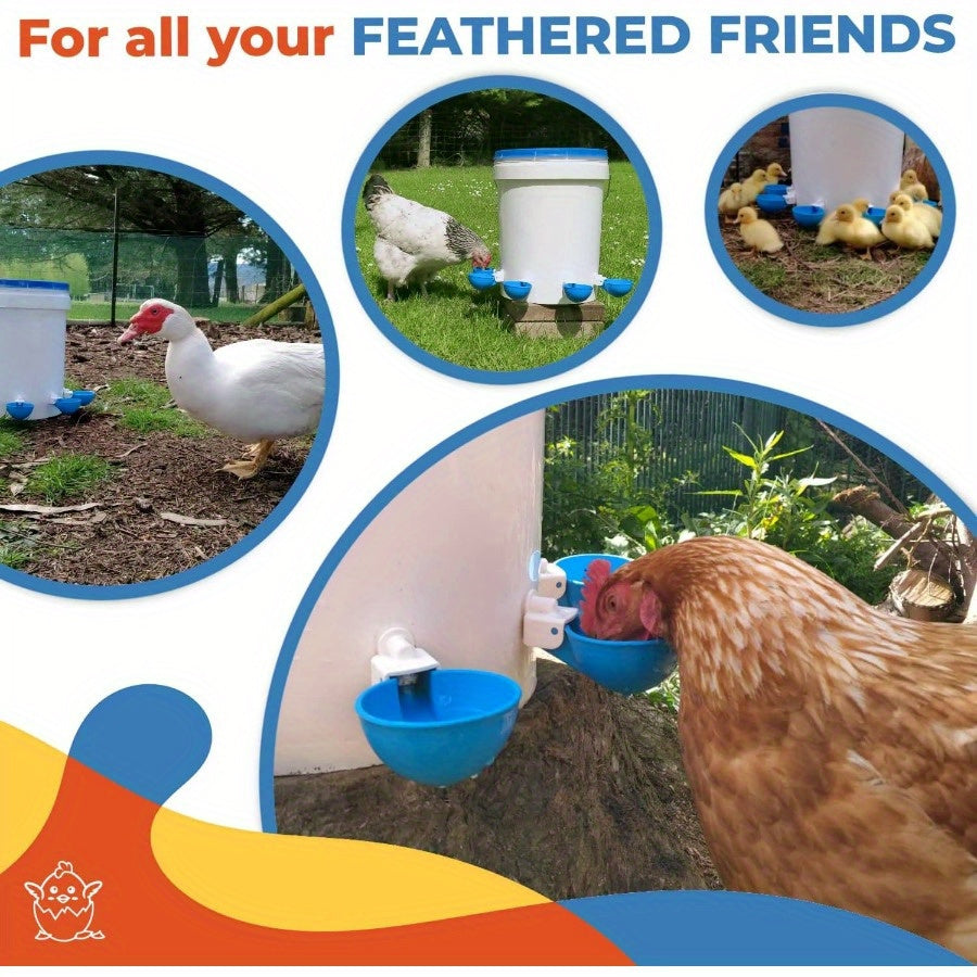 Large Blue Automatic Chicken Waterer Kit for Ducks Geese Turkeys and Rabbits Weatherproof Plastic Leak-Proof Lid