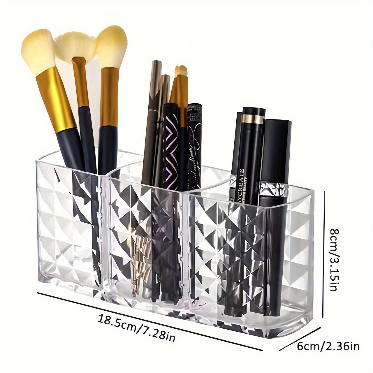 Clear Plastic Makeup Brush Holder for Vanity Countertop Storage