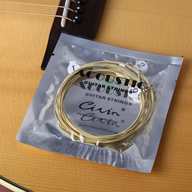 Set of 6 Goldbronze Coated Roundwound Acoustic Classical Guitar Strings Polished Finish