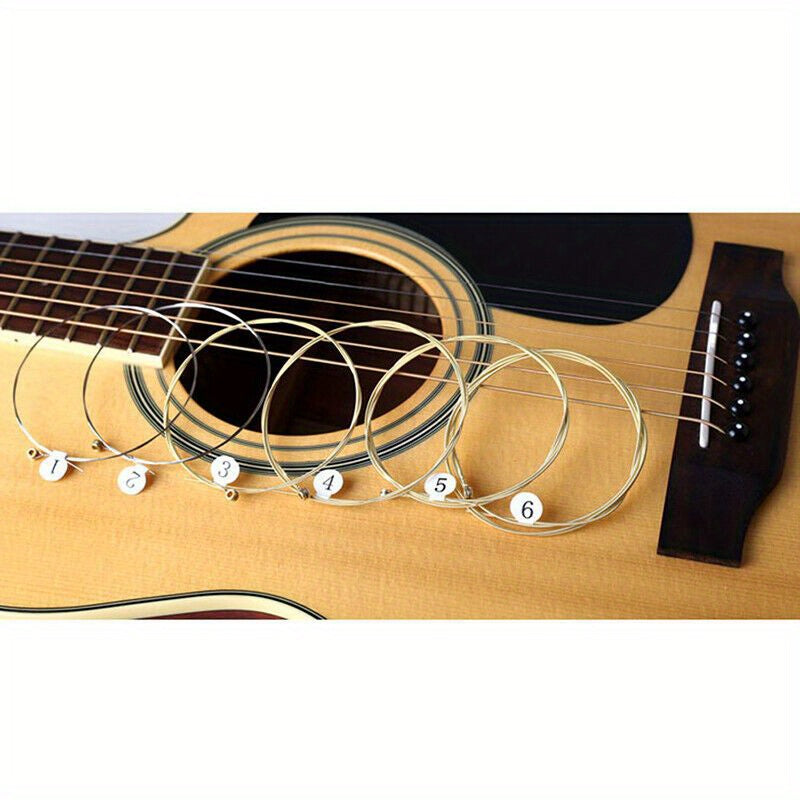 Set of 6 Goldbronze Coated Roundwound Acoustic Classical Guitar Strings Polished Finish