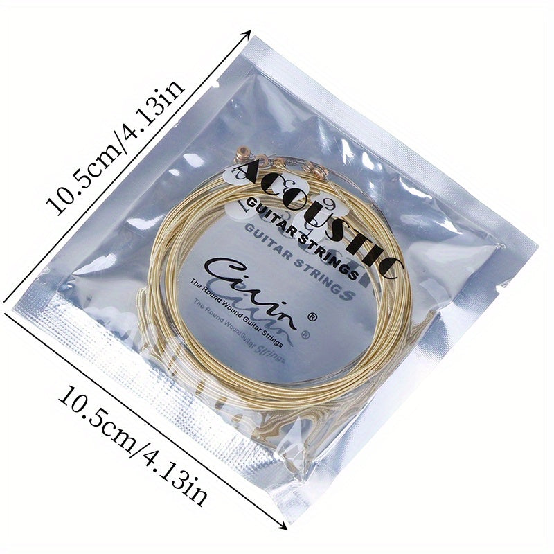 Set of 6 Goldbronze Coated Roundwound Acoustic Classical Guitar Strings Polished Finish