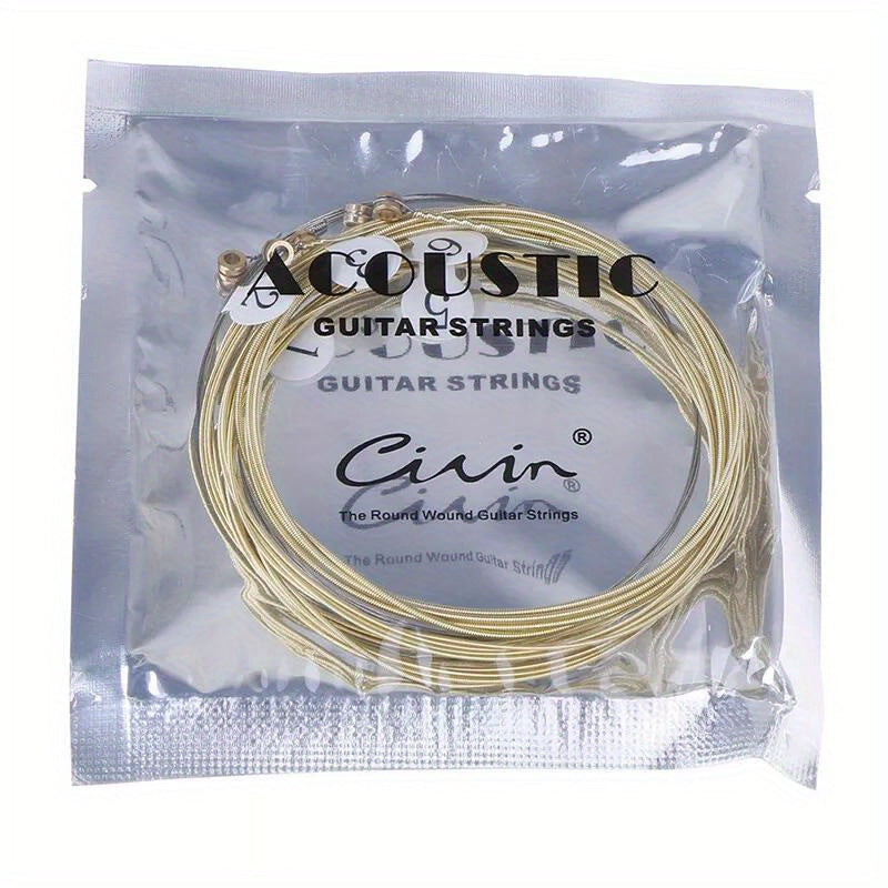 Set of 6 Goldbronze Coated Roundwound Acoustic Classical Guitar Strings Polished Finish