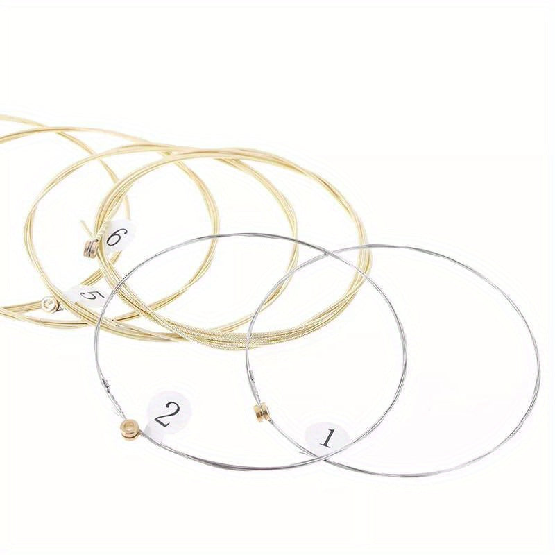 Set of 6 Goldbronze Coated Roundwound Acoustic Classical Guitar Strings Polished Finish