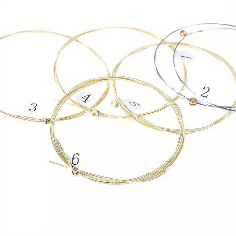 Set of 6 Goldbronze Coated Roundwound Acoustic Classical Guitar Strings Polished Finish