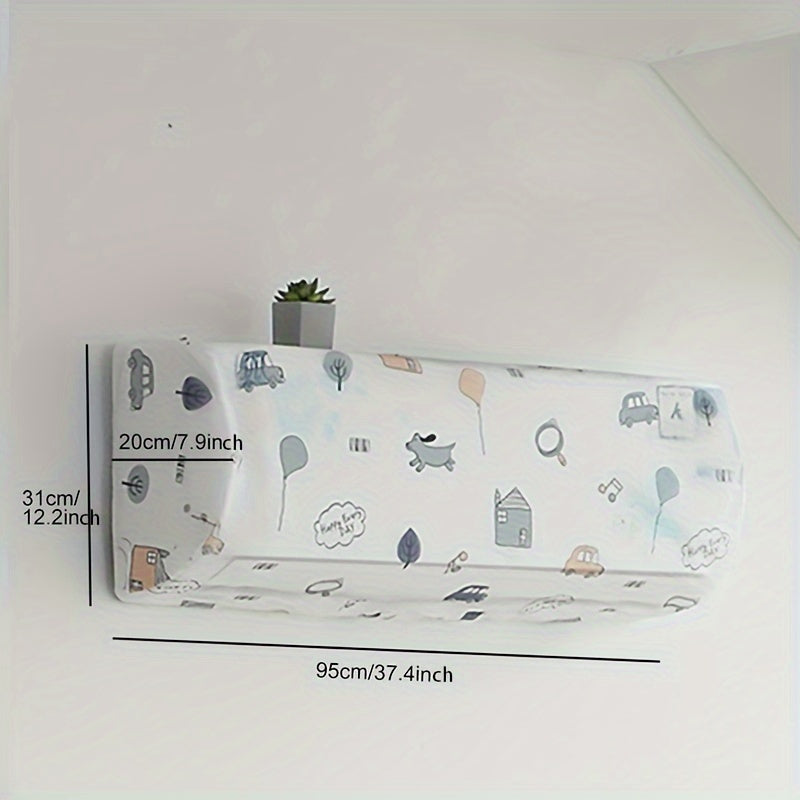 Cartoon Print Hanging Air Conditioner Dust Cover Indoor Home Decor